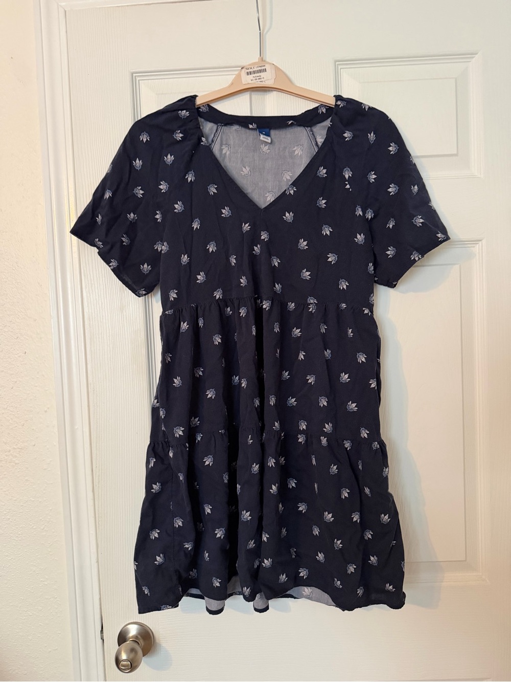 Old Navy Navy Blue Floral Tiered Mini Dress | Size Medium